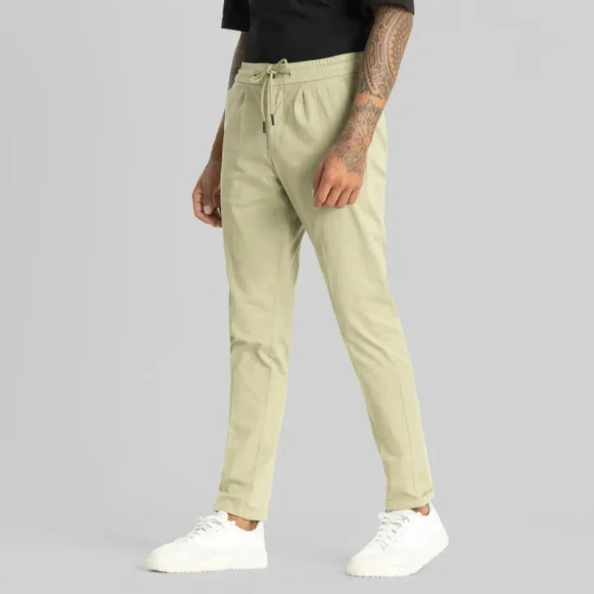 Mens Slim Fit Light Green Chinos - Angelo Collection