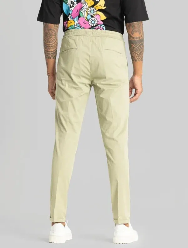 Mens Slim Fit Light Green Chinos - Angelo Collection