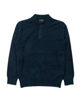 Beams Plus 9G Knit Polo Shirt in Navy