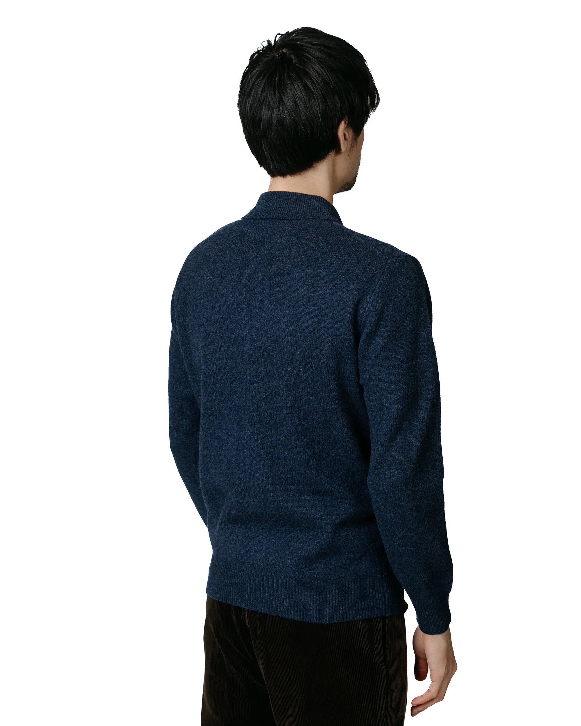 Beams Plus 9G Knit Polo Shirt in Navy