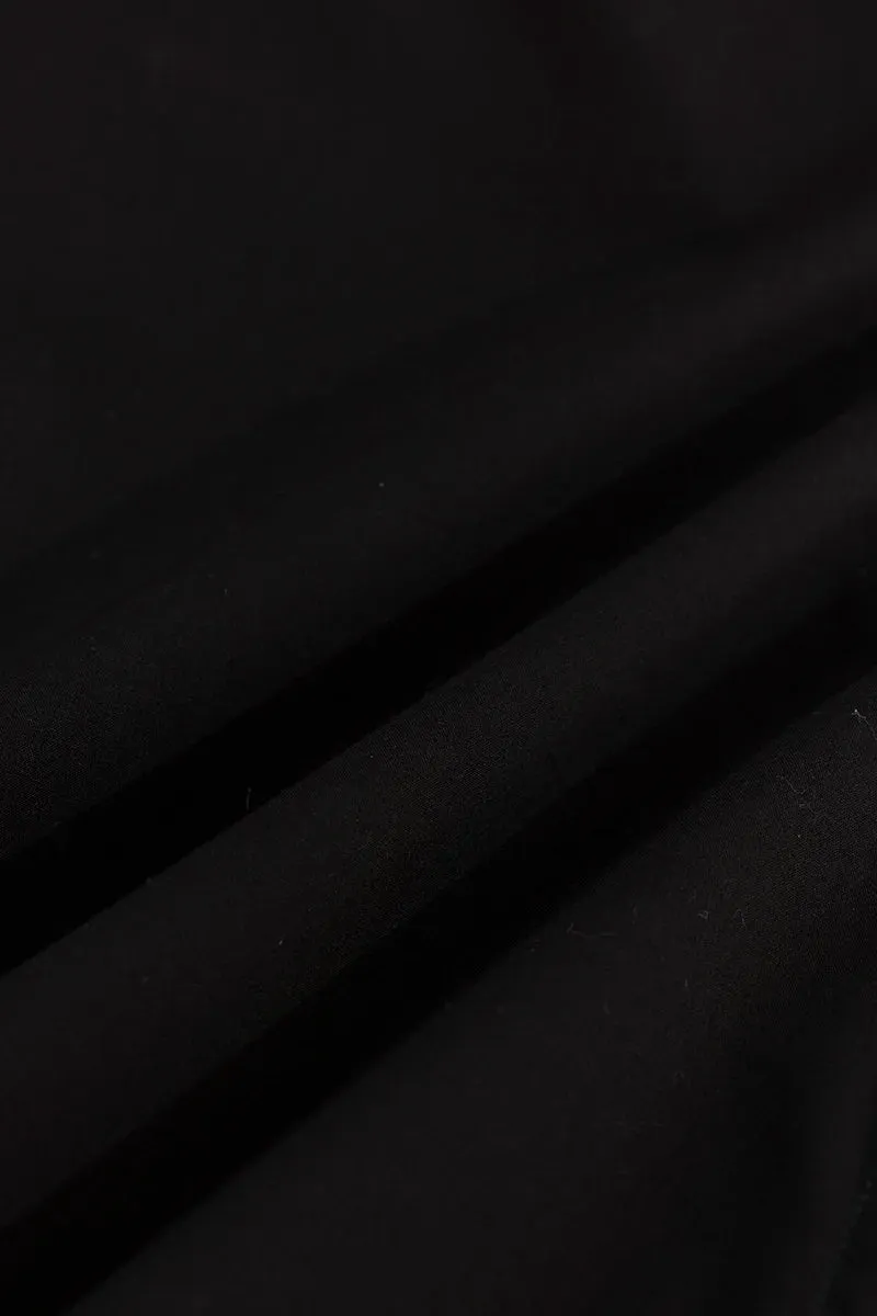 Plain Black Mandarin Collar Shirt