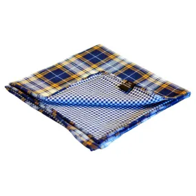 Blue & Orange Plaid Reversible Pocket Square