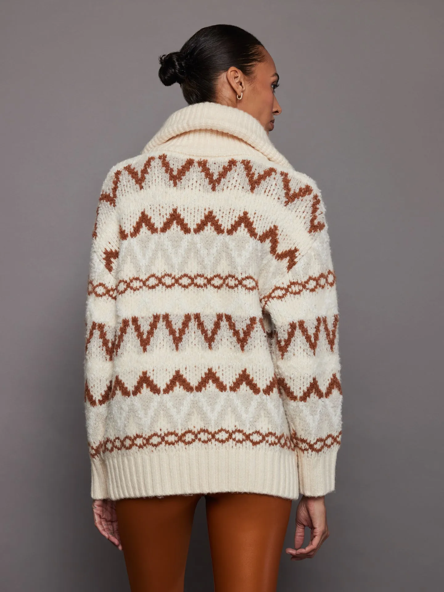 Cozy Brooke Fairisle Knit Jacket - Whitecap Mountain Pattern