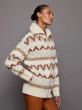 Cozy Brooke Fairisle Knit Jacket - Whitecap Mountain Pattern