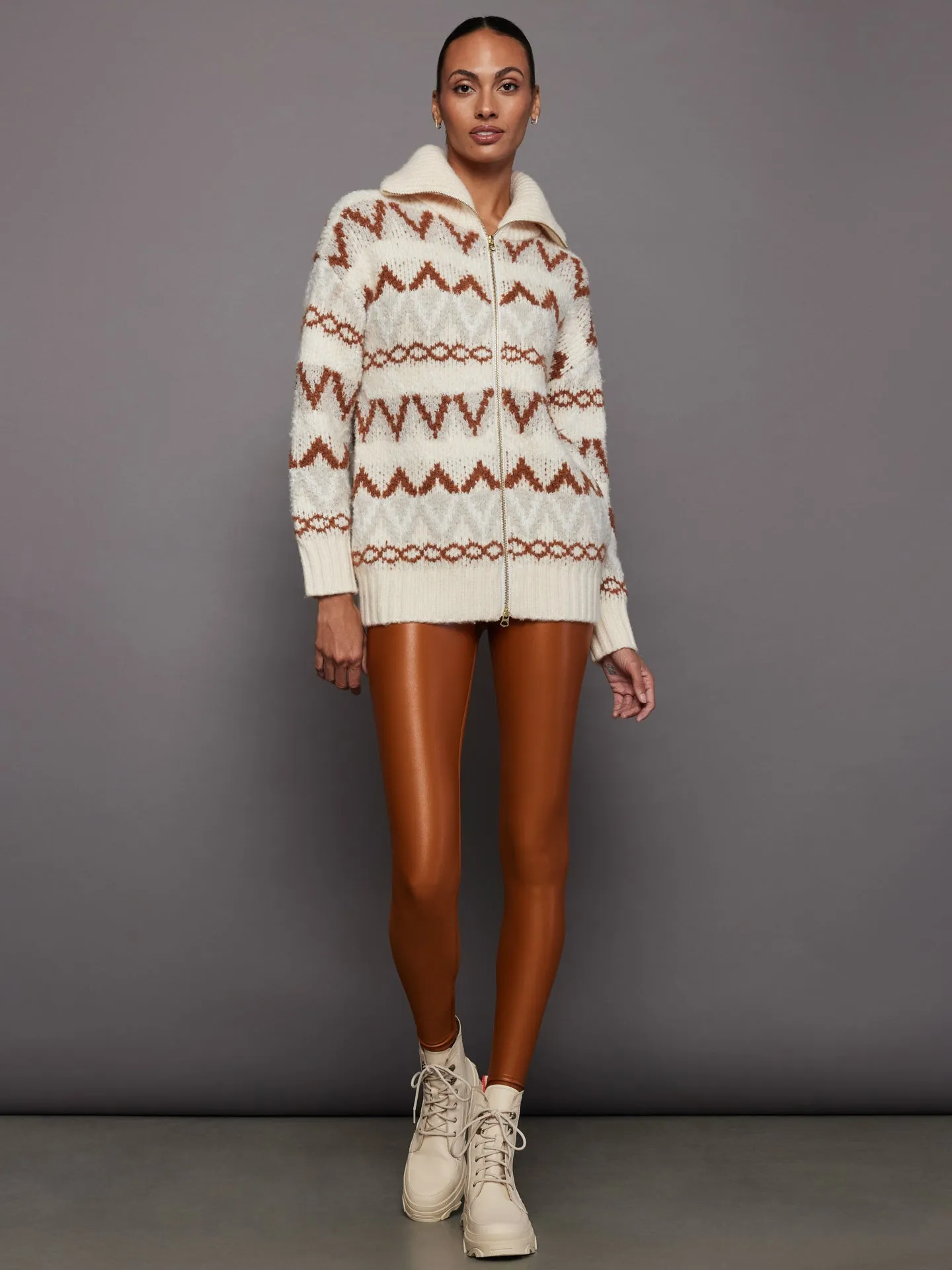 Cozy Brooke Fairisle Knit Jacket - Whitecap Mountain Pattern
