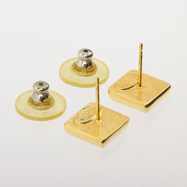 Chanel 1999 Made Square Logo Pierced Earrings