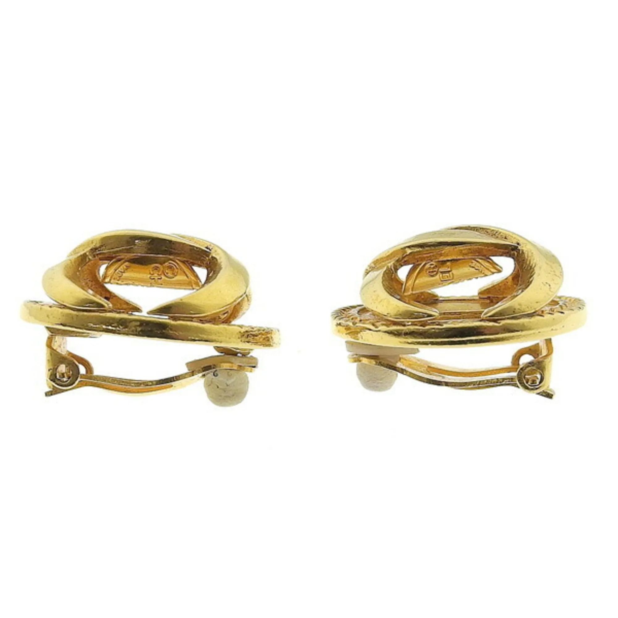 CHANEL Coco Mark Earrings Gold Metal