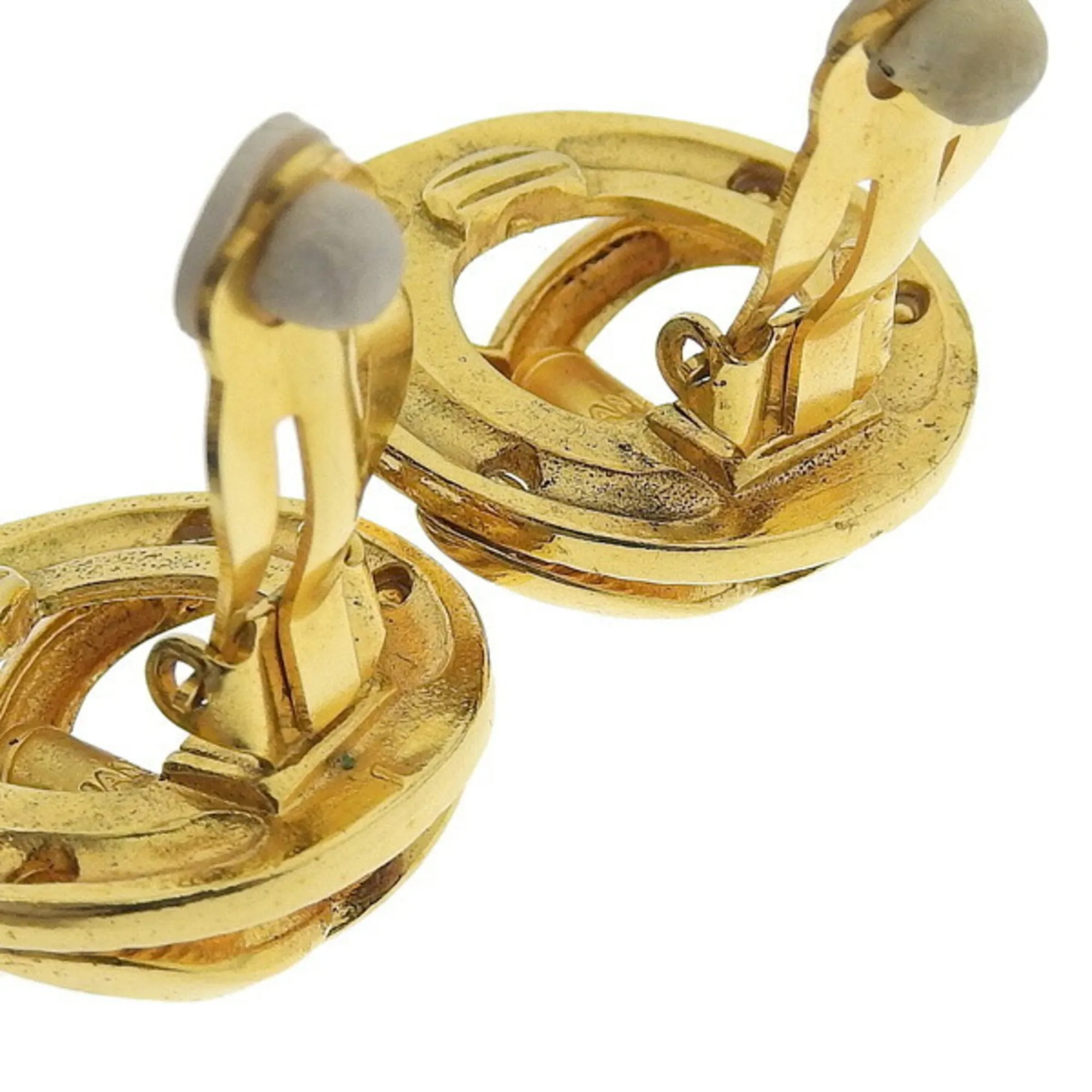 CHANEL Coco Mark Earrings Gold Metal