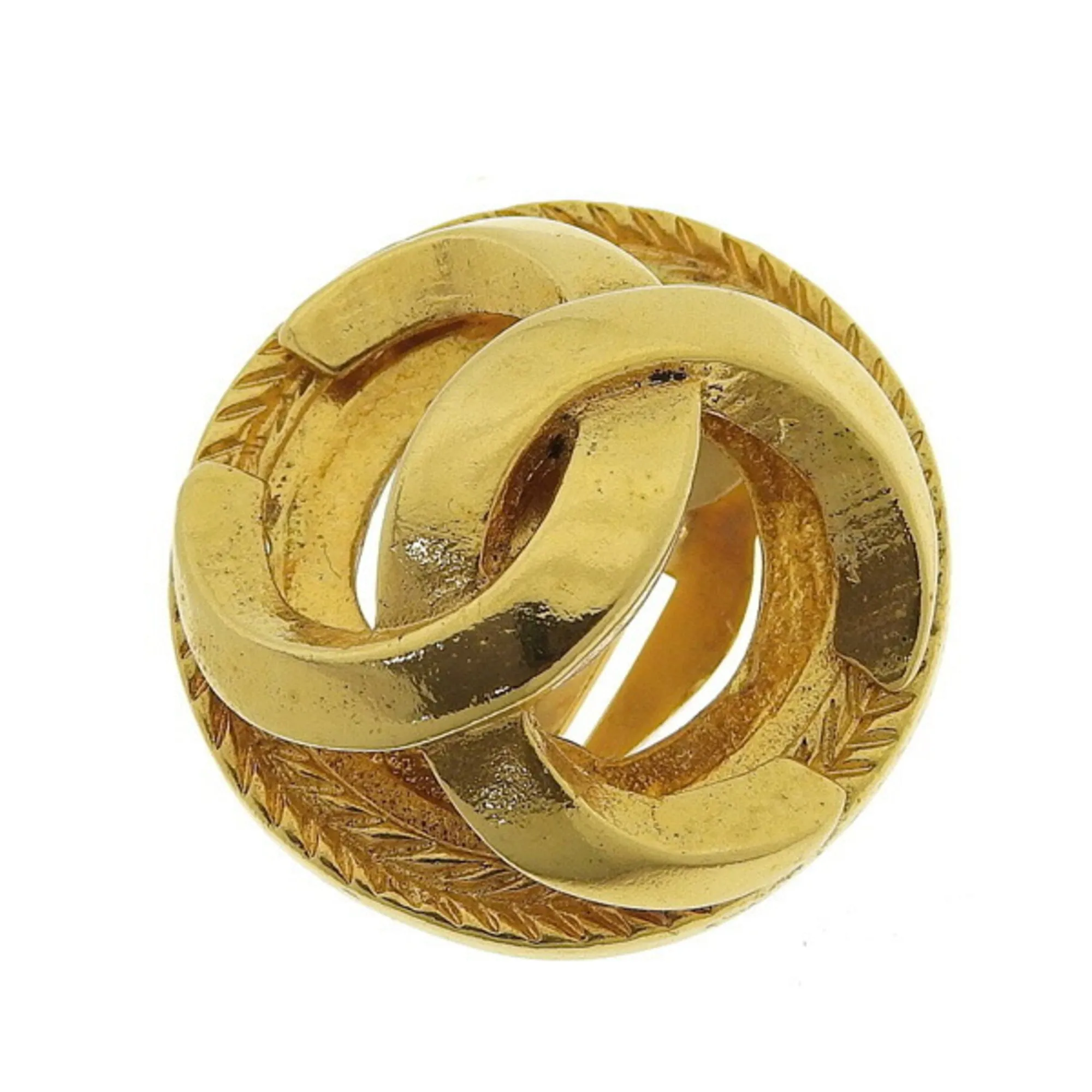 CHANEL Coco Mark Earrings Gold Metal