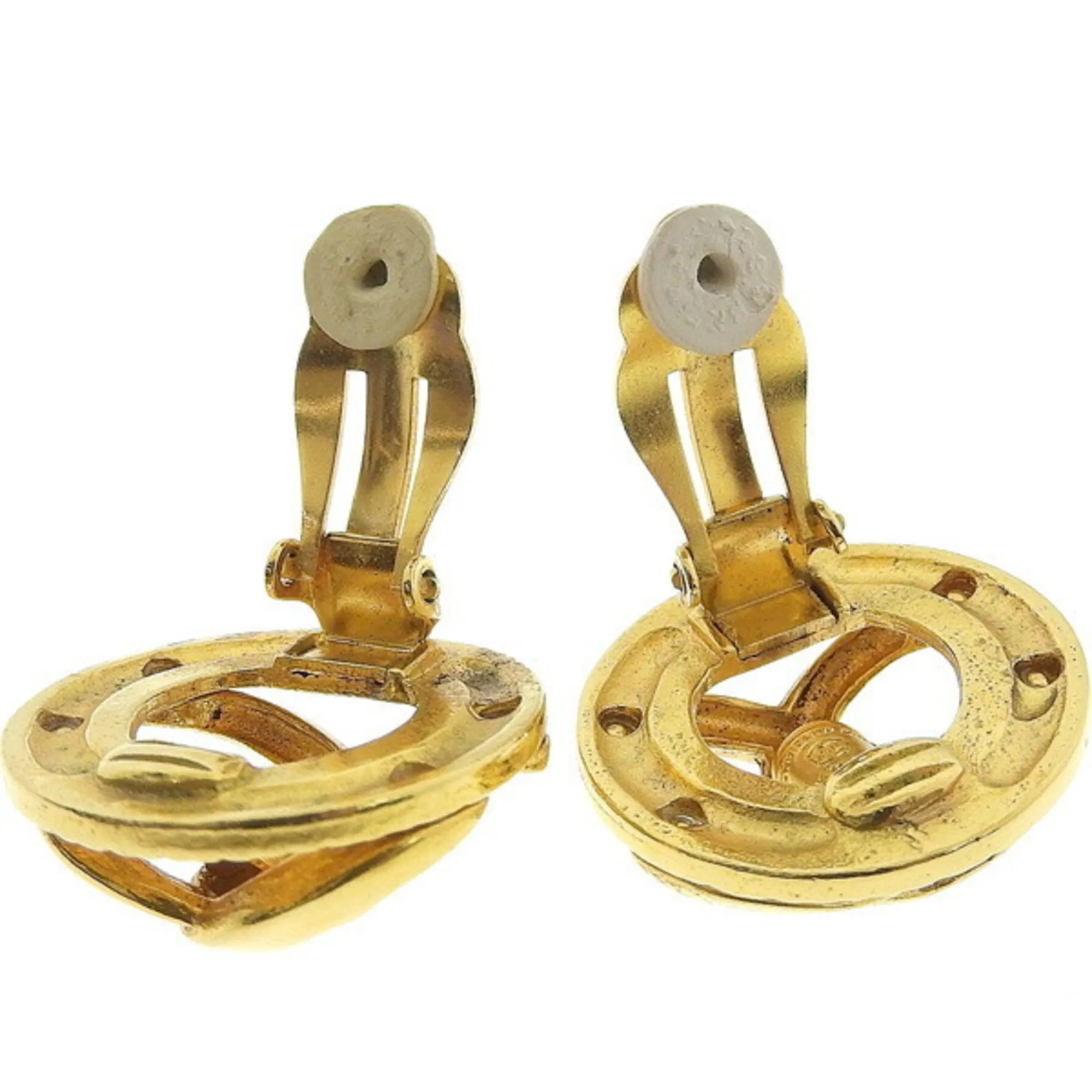 CHANEL Coco Mark Earrings Gold Metal