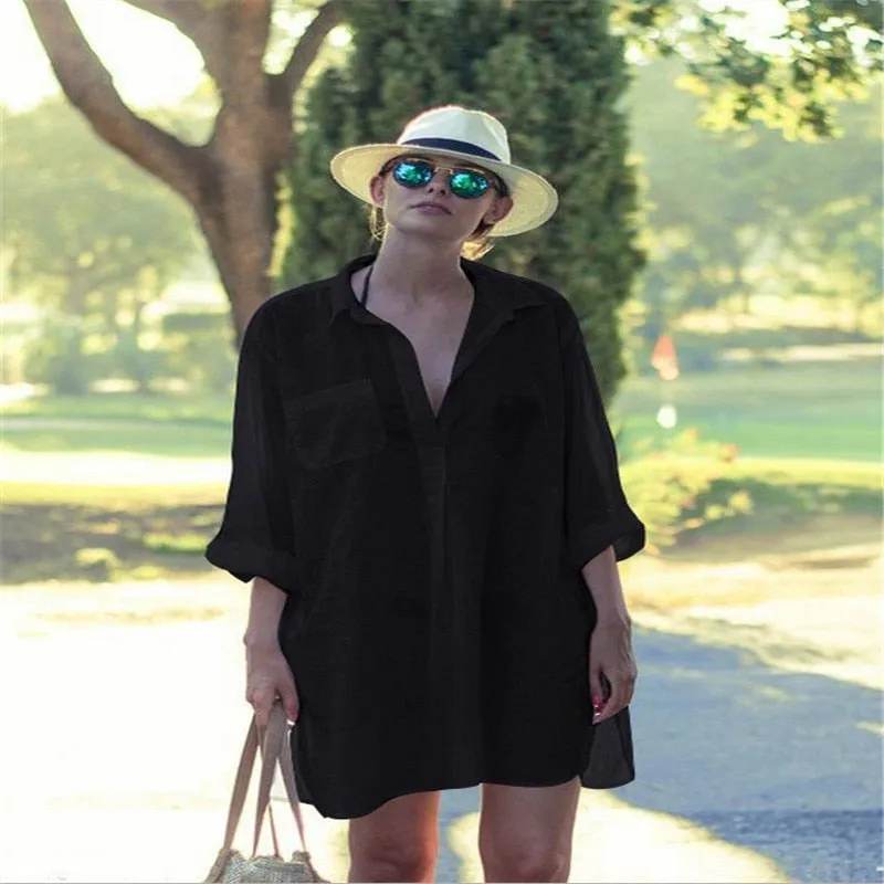 Collared Shirt Style Cover Up