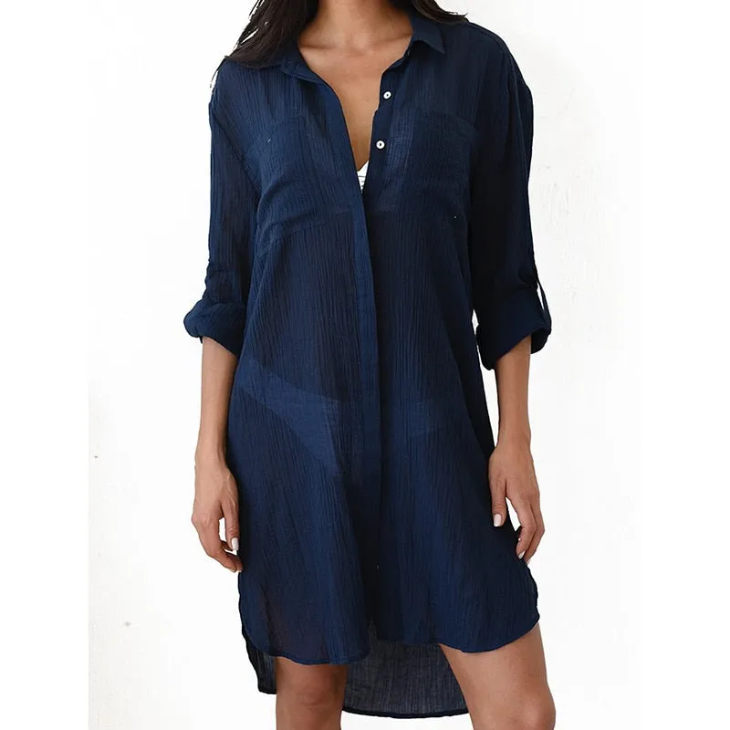 Collared Shirt Style Cover Up