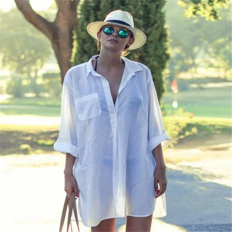 Collared Shirt Style Cover Up