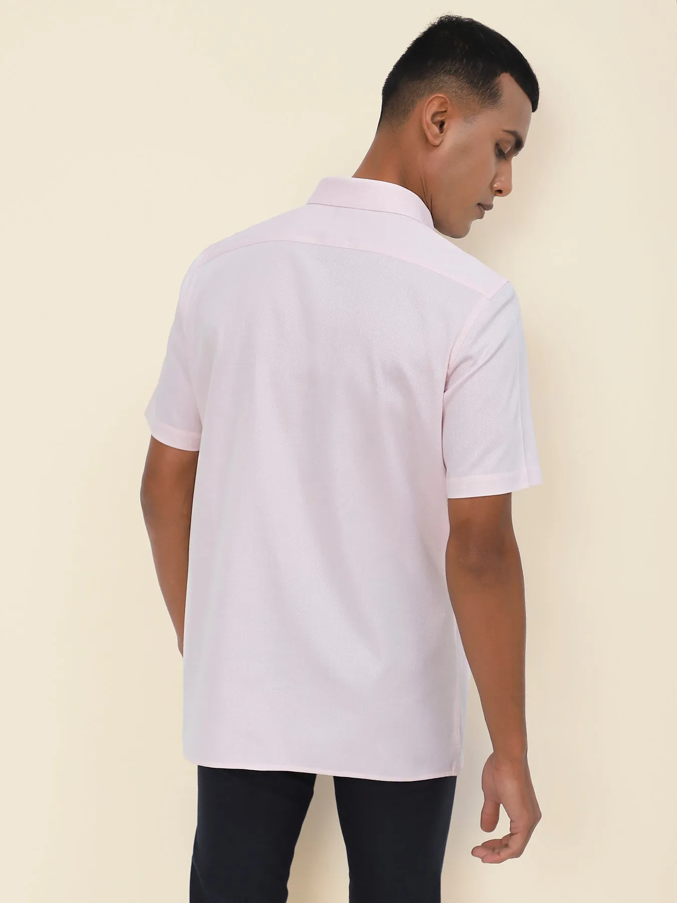 Cotton Pink Dobby Half Sleeve Formal Shirt