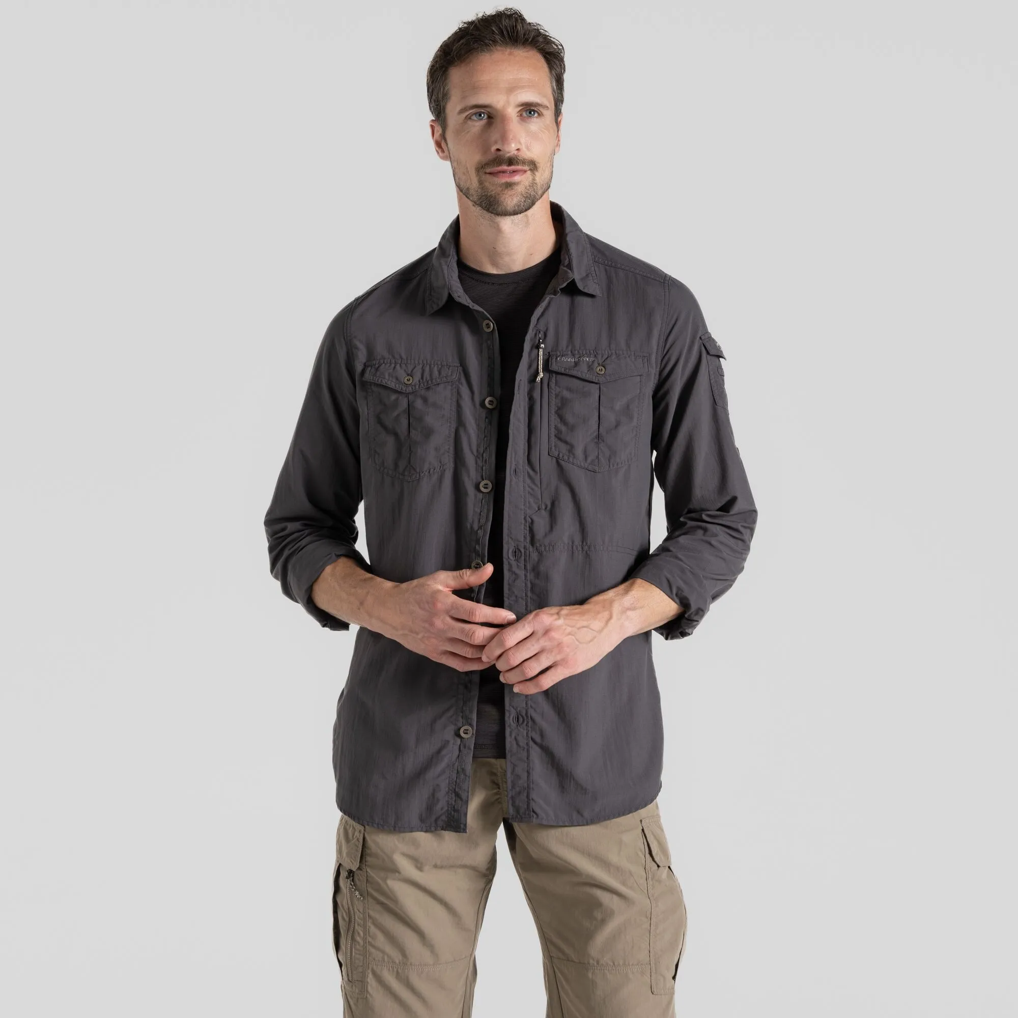 Craghoppers Men&#x27;s Nosilife Adventure Long Sleeved Shirt III Black Pepper | Buy Craghoppers Men&#x27;s Nosilife Adventure Long Sleeved Shirt III Black Pepper here | Outnorth