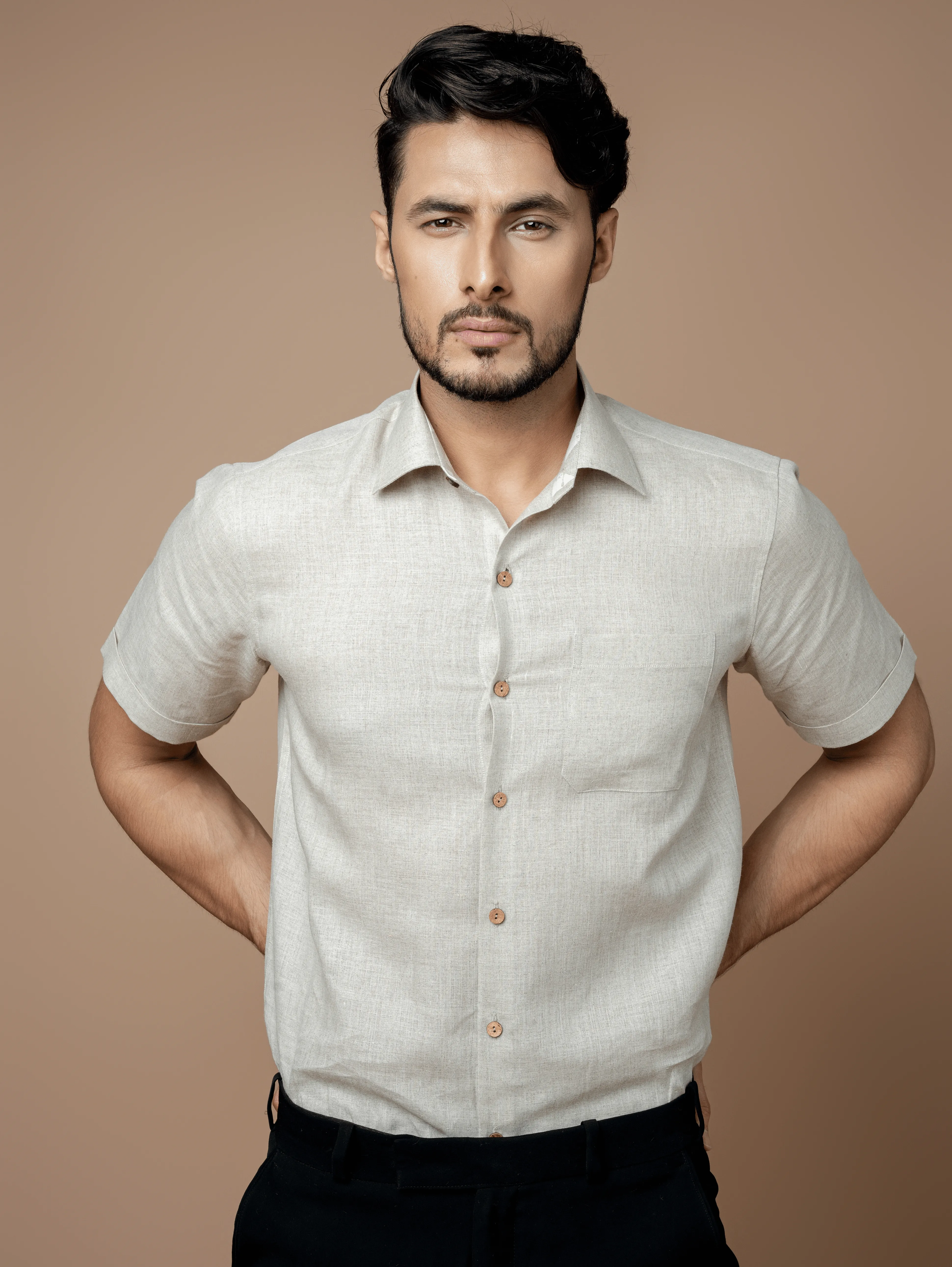 Formal Half Sleeves Linen Shirt