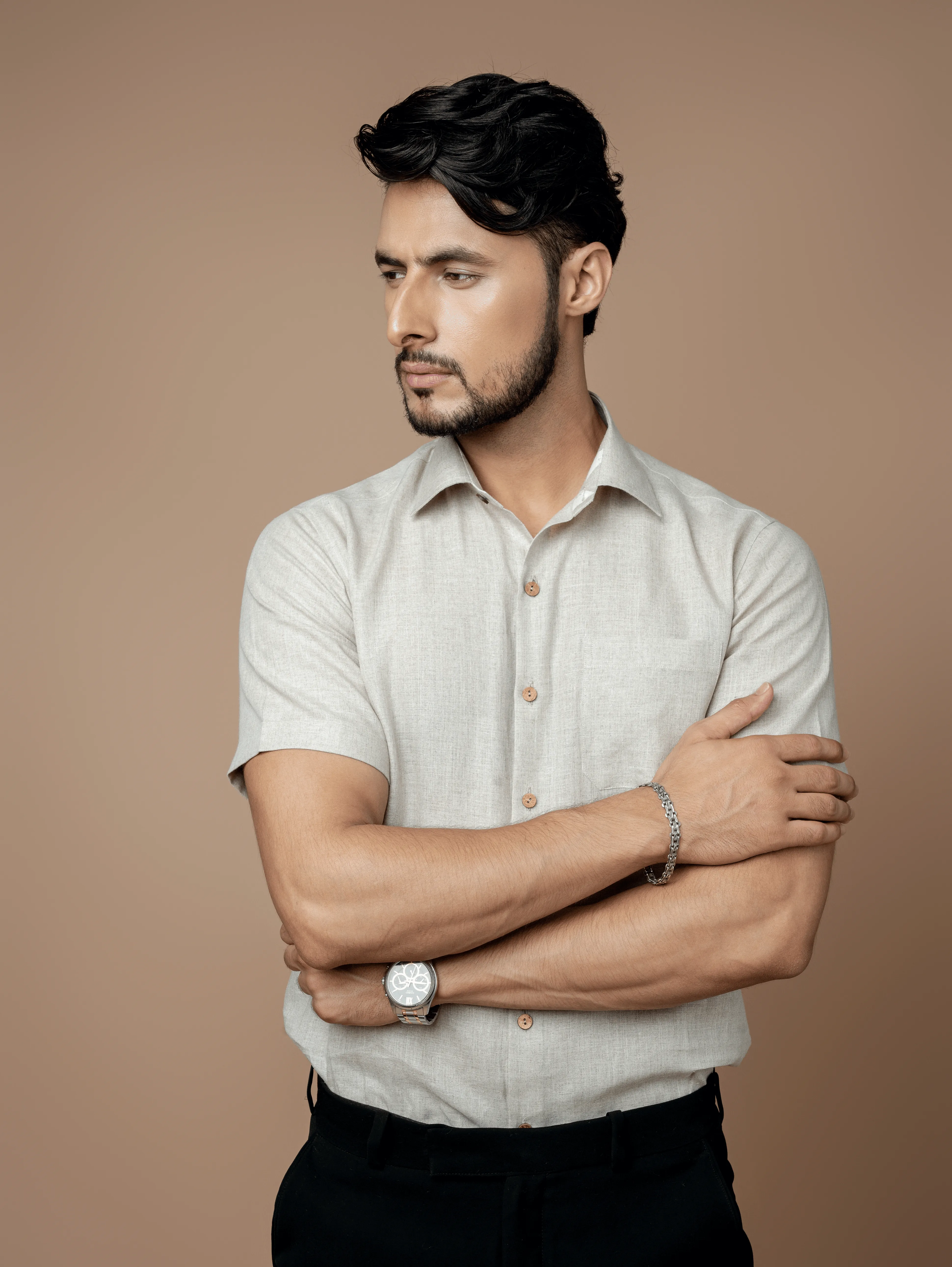 Formal Half Sleeves Linen Shirt