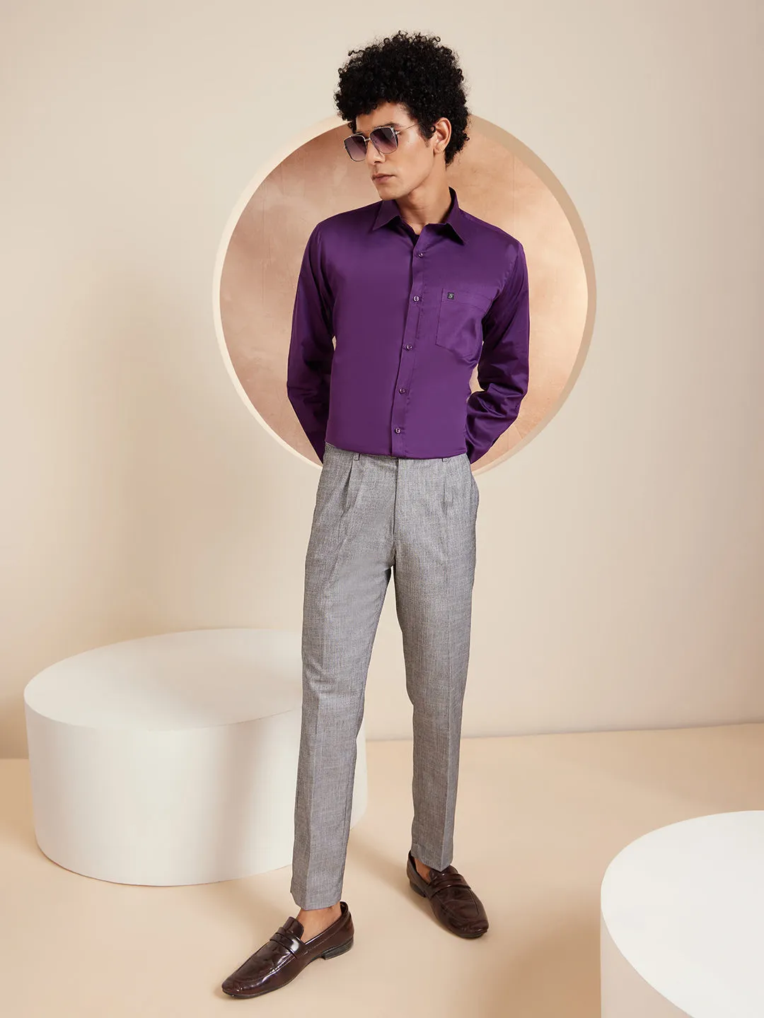 Grey:  Woven Formal Trousers
