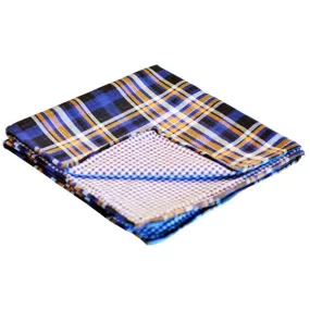 Indigo & Orange Plaid Reversible Pocket Square