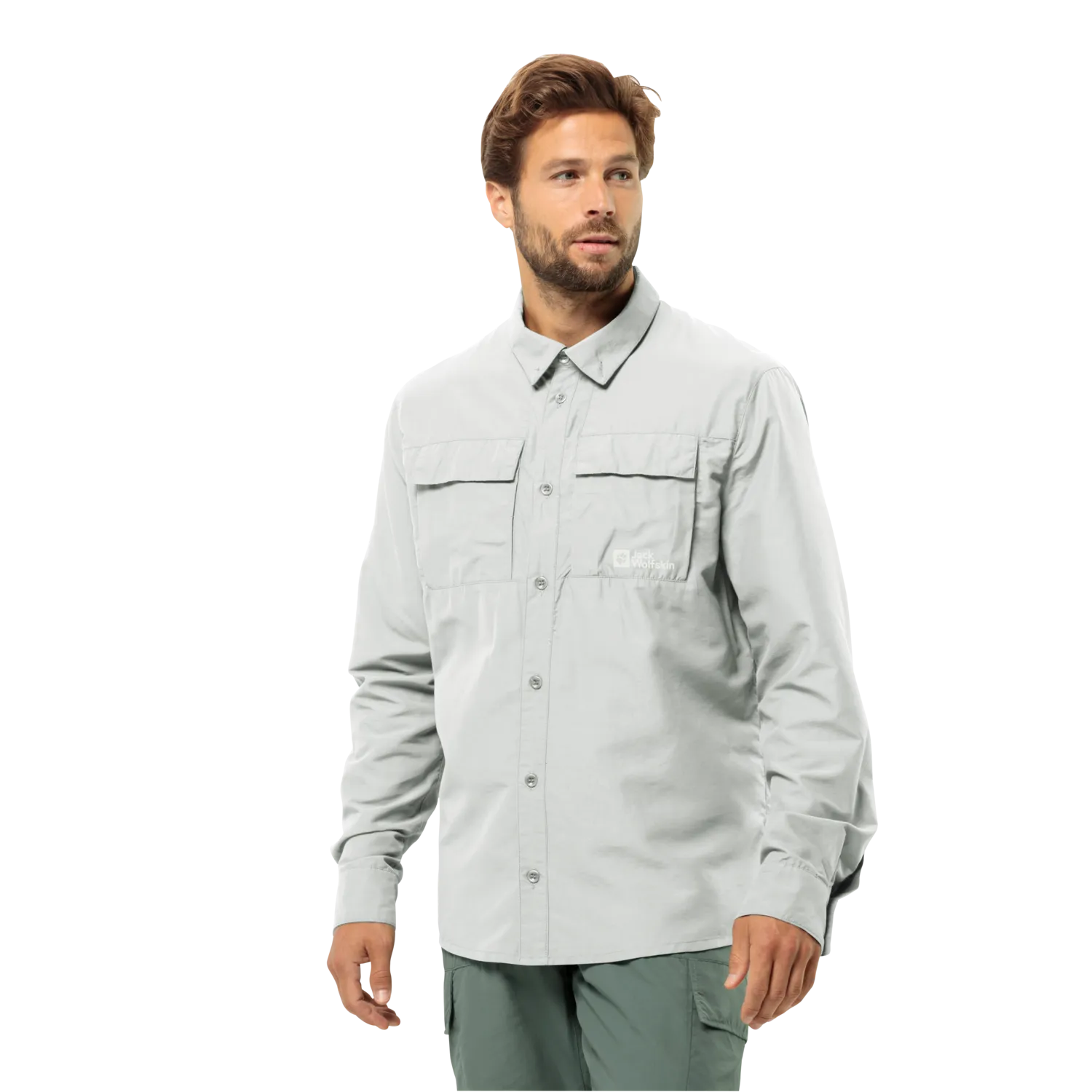 Jack Wolfskin Men&#x27;s Barrier Long Sleeve Shirt Cool Grey | Buy Jack Wolfskin Men&#x27;s Barrier Long Sleeve Shirt Cool Grey here | Outnorth