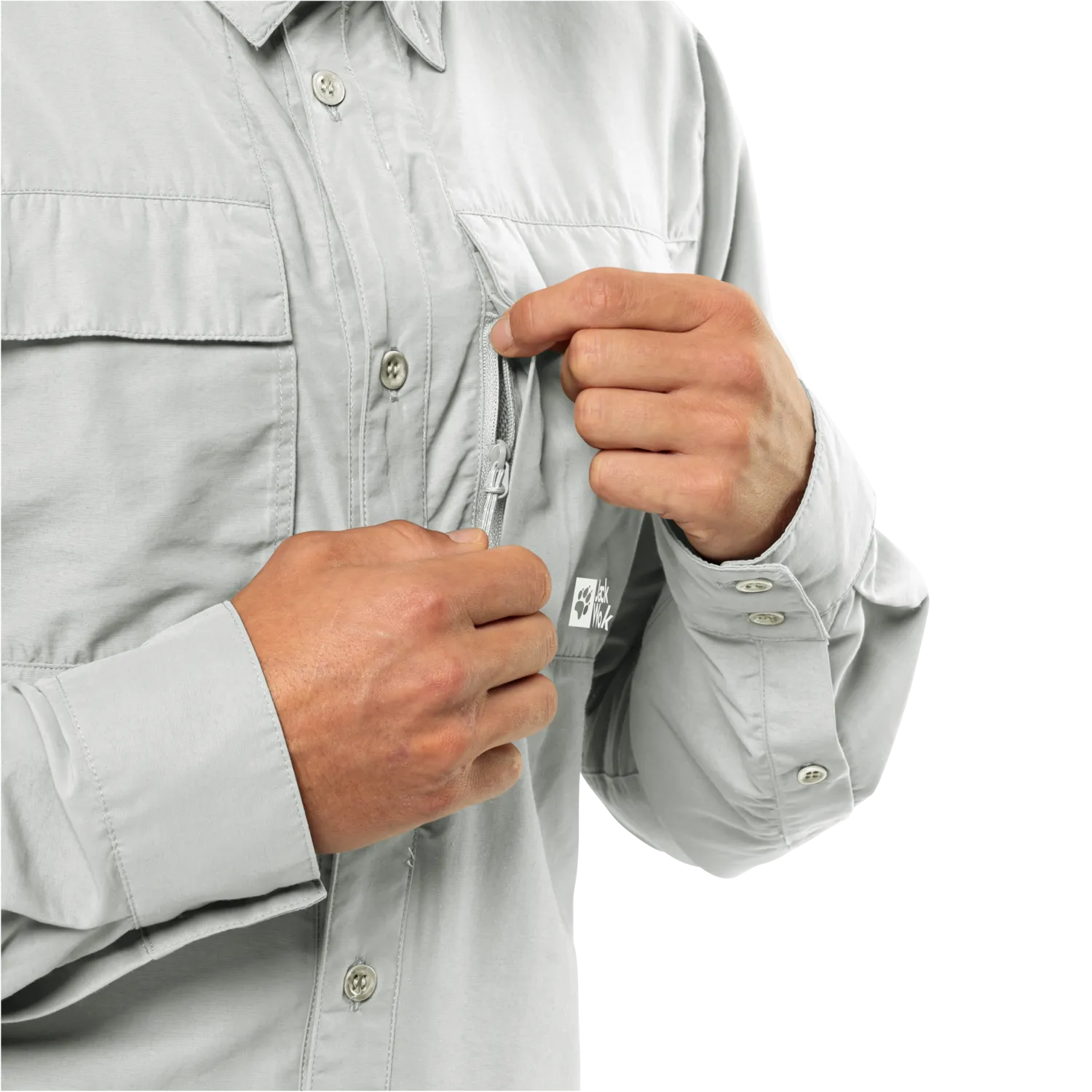 Jack Wolfskin Men&#x27;s Barrier Long Sleeve Shirt Cool Grey | Buy Jack Wolfskin Men&#x27;s Barrier Long Sleeve Shirt Cool Grey here | Outnorth