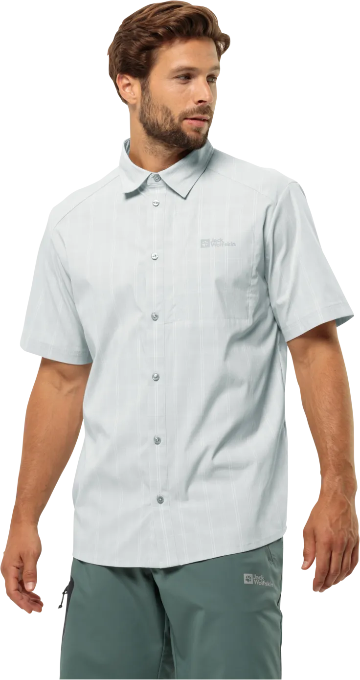 Jack Wolfskin Men&#x27;s Norbo Short Sleeve Shirt Cool Grey Check | Buy Jack Wolfskin Men&#x27;s Norbo Short Sleeve Shirt Cool Grey Check here | Outnorth