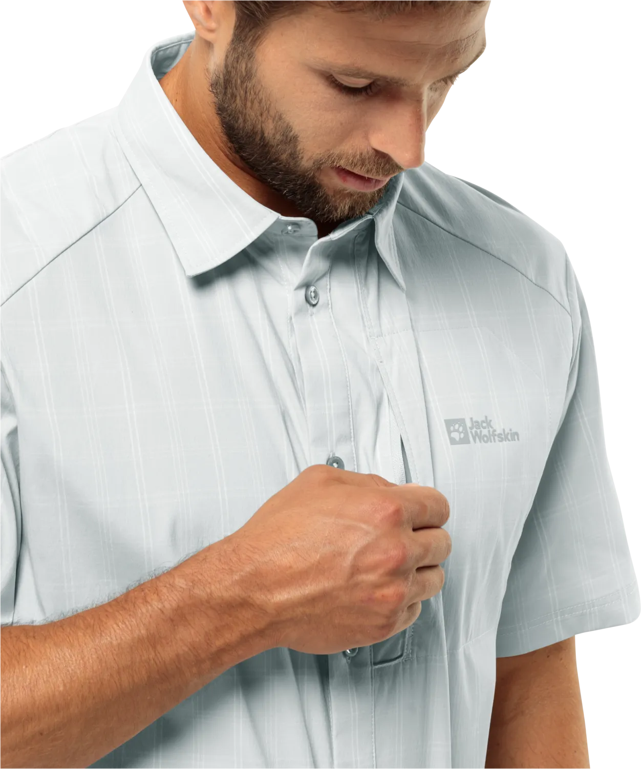 Jack Wolfskin Men&#x27;s Norbo Short Sleeve Shirt Cool Grey Check | Buy Jack Wolfskin Men&#x27;s Norbo Short Sleeve Shirt Cool Grey Check here | Outnorth