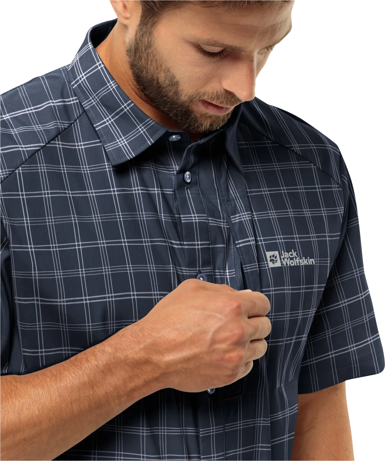 Jack Wolfskin Men&#x27;s Norbo Short Sleeve Shirt Night Blue Checks | Buy Jack Wolfskin Men&#x27;s Norbo Short Sleeve Shirt Night Blue Checks here | Outnorth