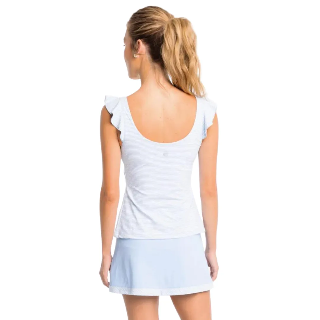 Lisi Striped Active Ruffle Tank