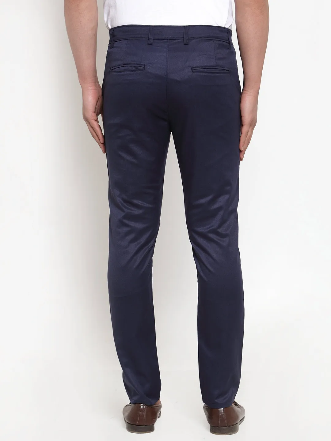 Men's Navy Solid Formal Trousers ( FGP 253Navy ) - Jainish