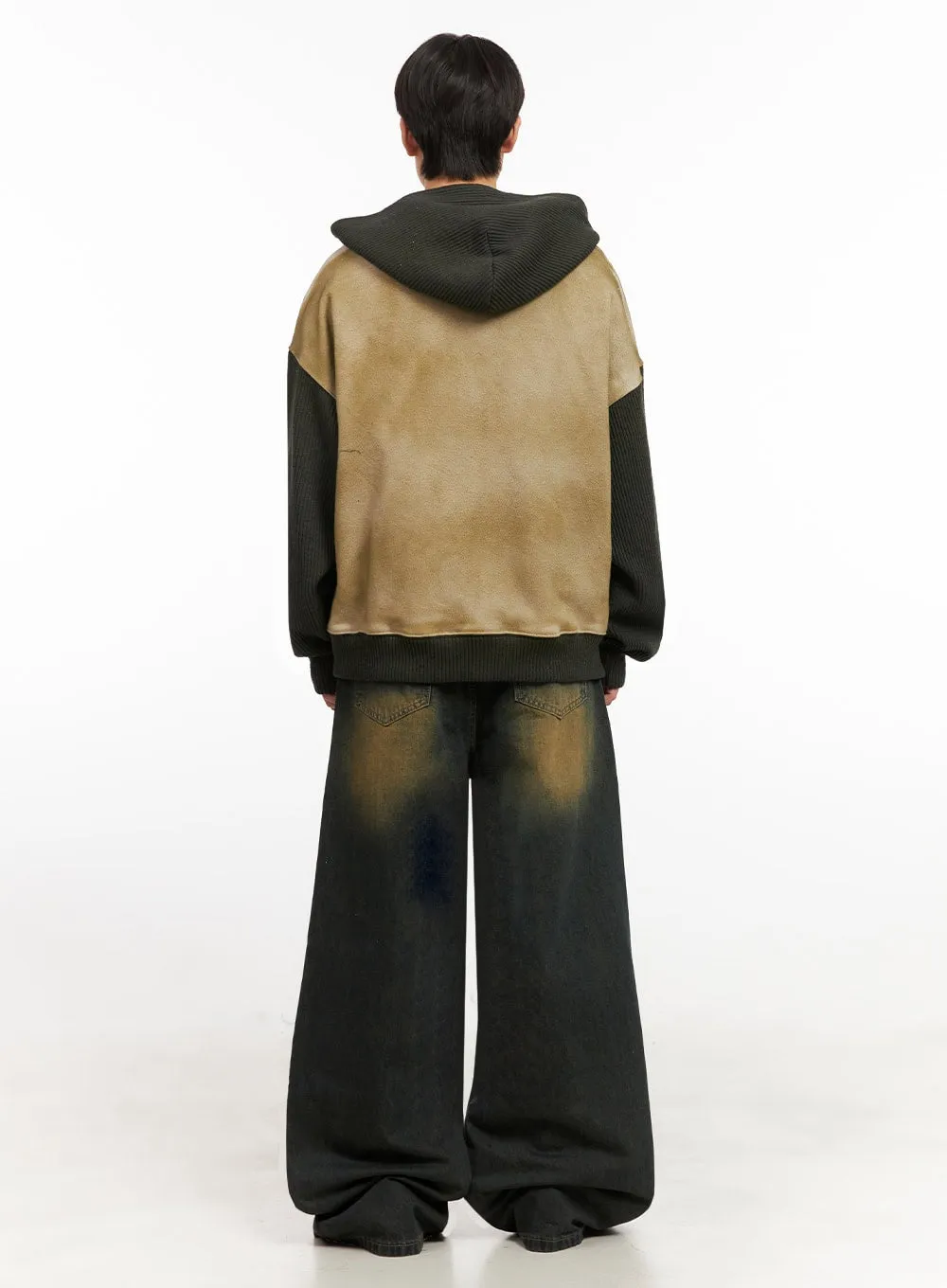 Men's Two-Tone Fleece-Lined Zip-Up Hoodie IJ517