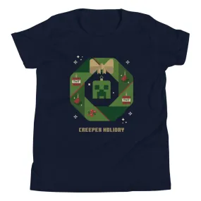 Minecraft Creeper Holiday Wreath Kids T-Shirt