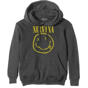 Nirvana "Classic Happy Face" Charcoal Grey Pullover Hoodie