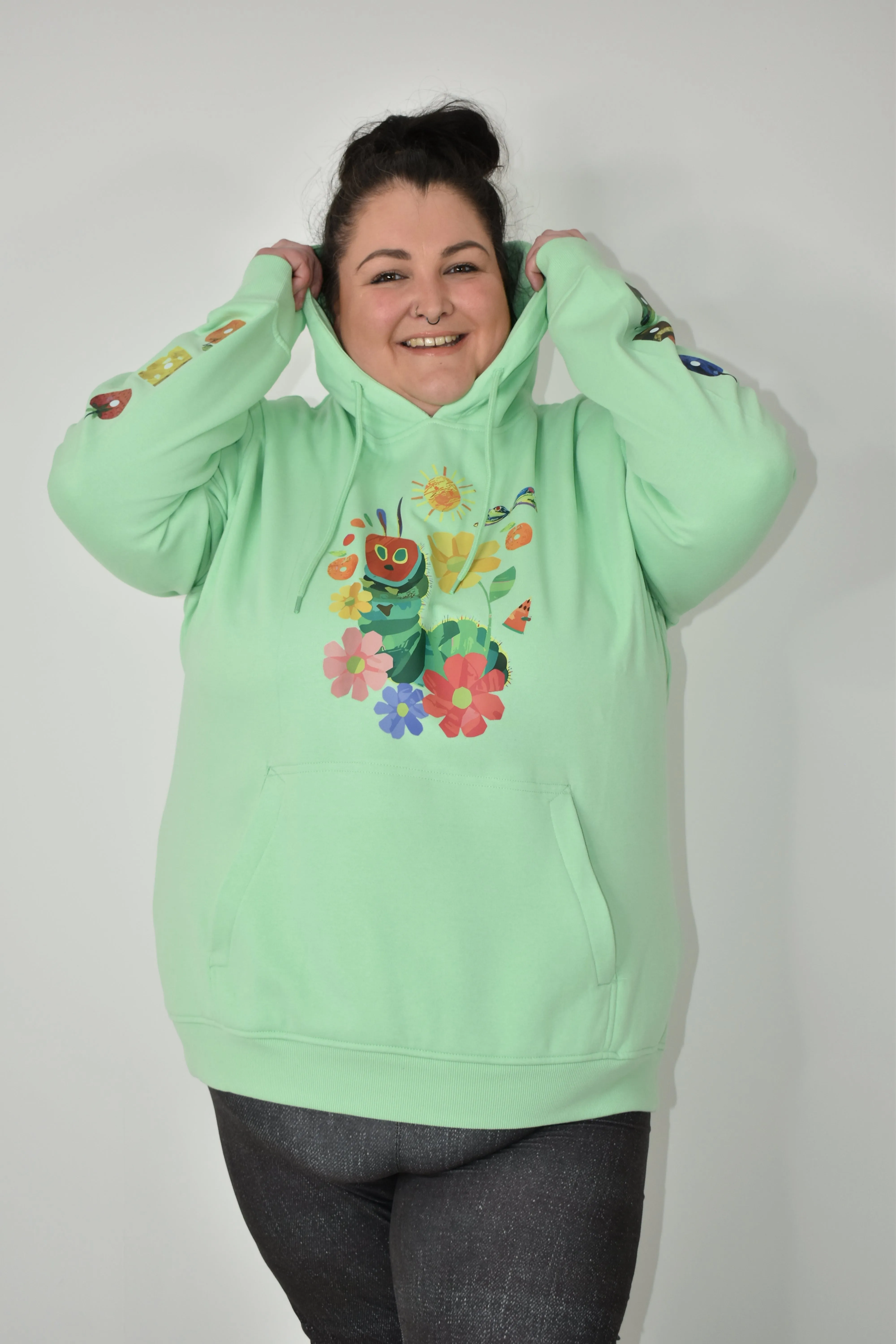 Pistachio Sunshine Caterpillar Sleeve Print Premium Unisex Hoodie
