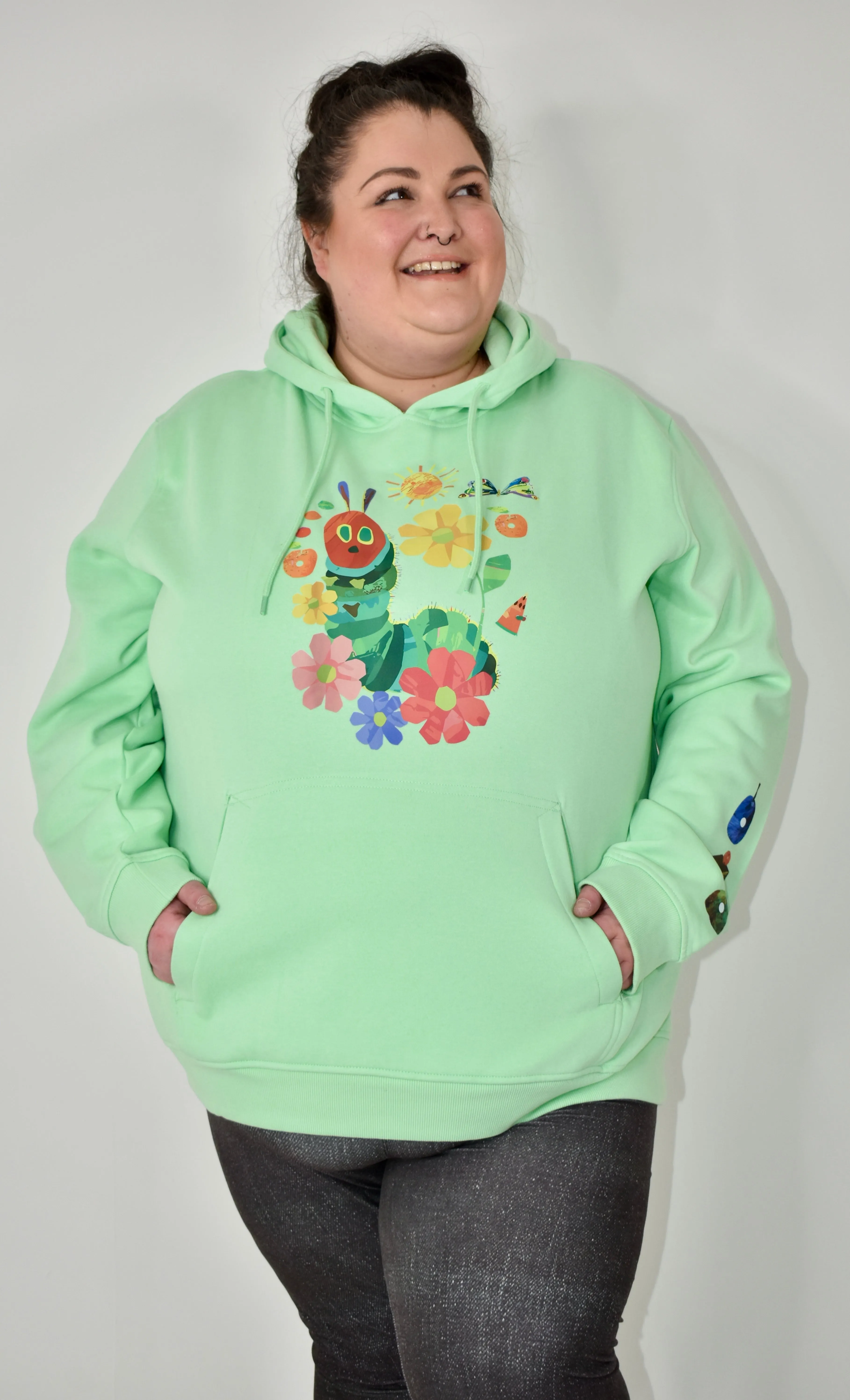Pistachio Sunshine Caterpillar Sleeve Print Premium Unisex Hoodie