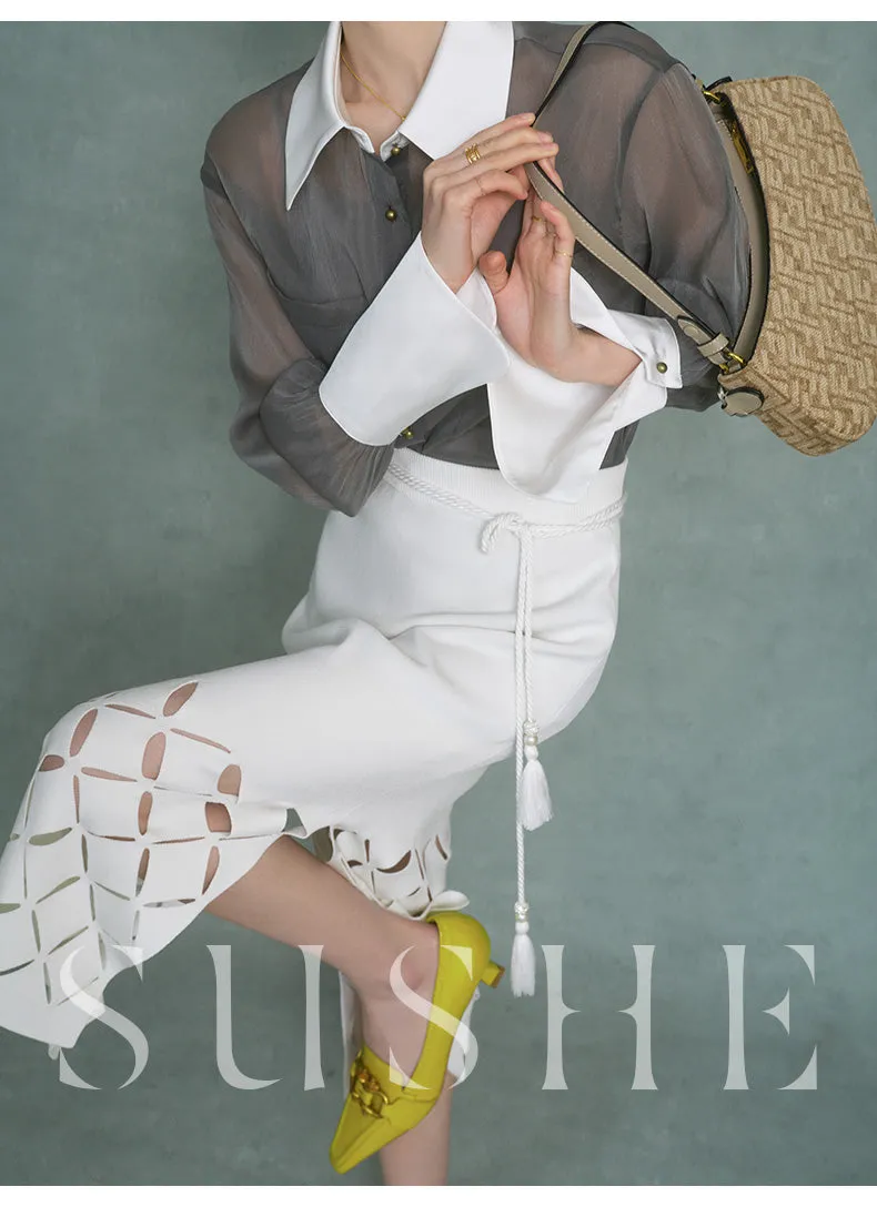 SUSHE  2023 early spring gray retro loose shirt - Cariyt