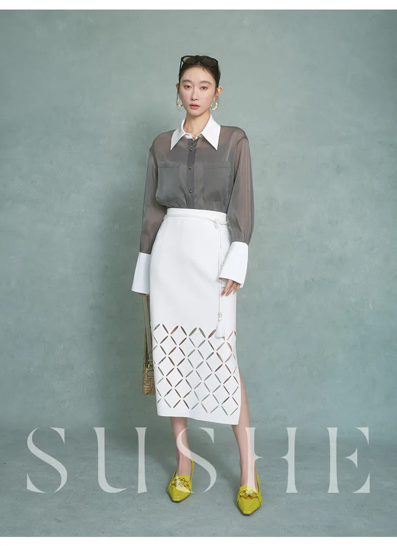 SUSHE  2023 early spring gray retro loose shirt - Cariyt