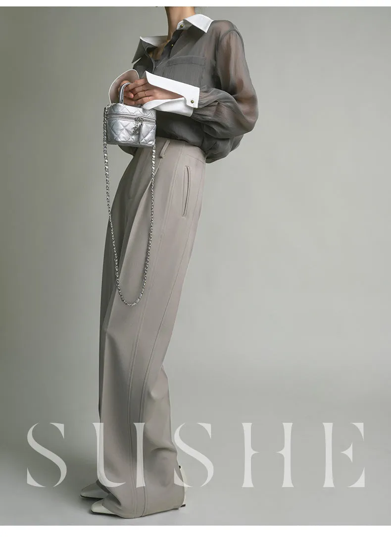 SUSHE  2023 early spring gray retro loose shirt - Cariyt