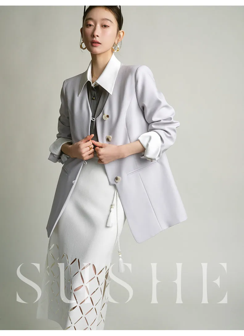 SUSHE  2023 early spring gray retro loose shirt - Cariyt