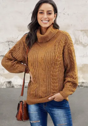 Soft Yellow Thick-Knit Chunky Turtleneck Sweater