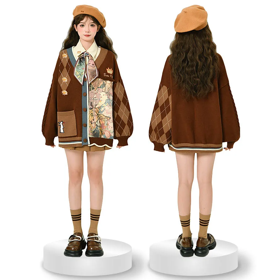 Vintage-Style Loose Knit Cardigan