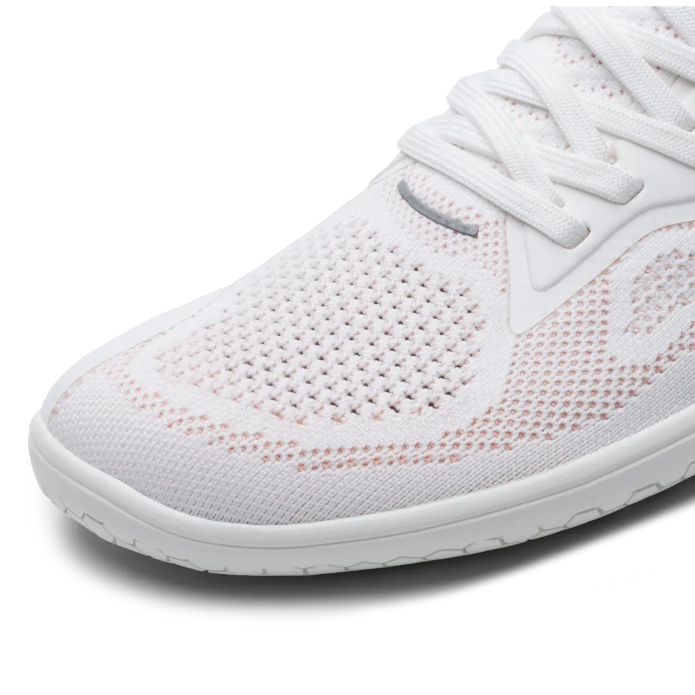 Womens White/Peach Melba Vivobarefoot Primus Lite Knit Athletic Shoes