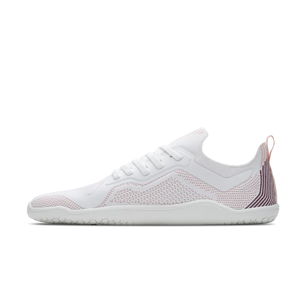 Womens White/Peach Melba Vivobarefoot Primus Lite Knit Athletic Shoes