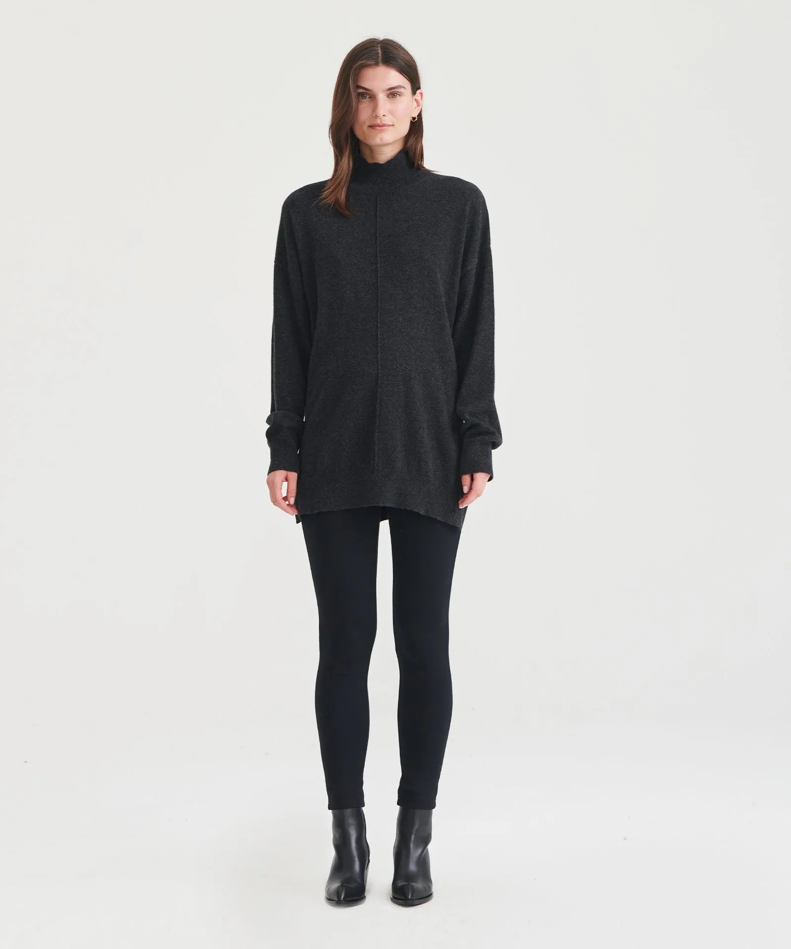 Luxuriously Soft Washable Cashmere Turtleneck Tunic for Effortless Elegance