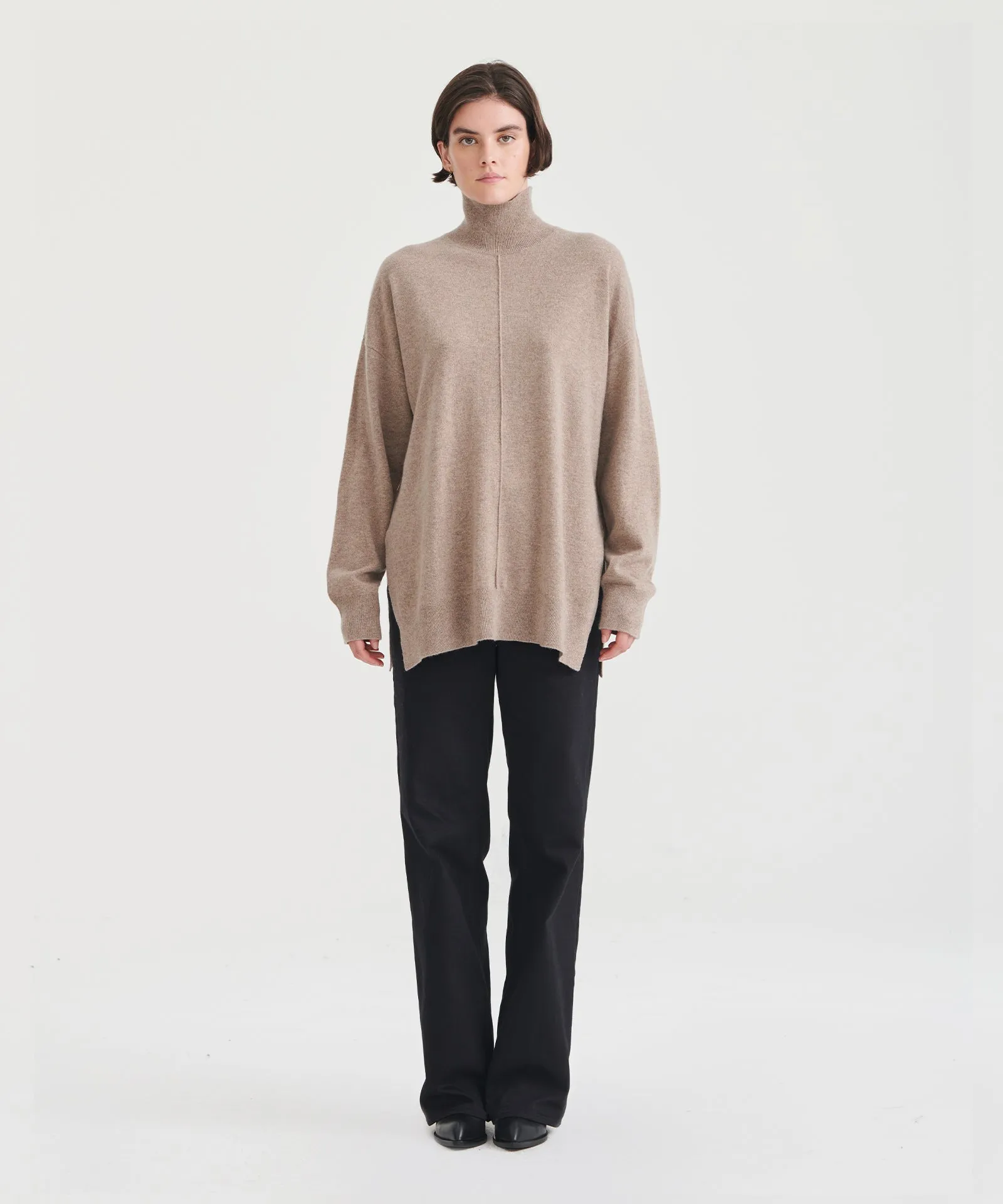 Luxuriously Soft Washable Cashmere Turtleneck Tunic for Effortless Elegance