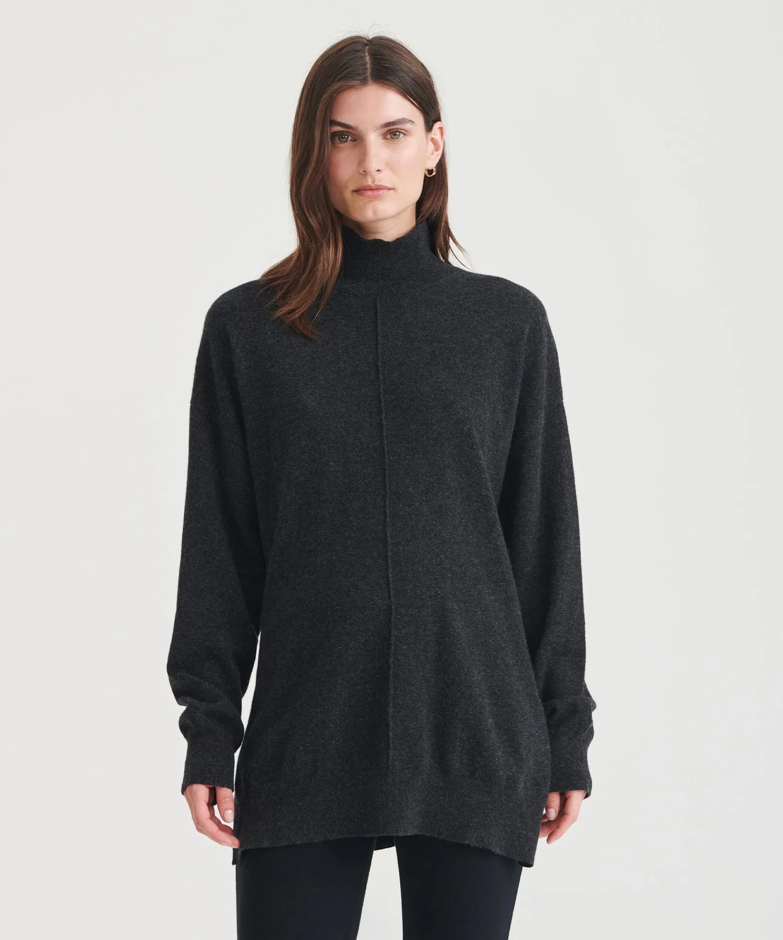 Luxuriously Soft Washable Cashmere Turtleneck Tunic for Effortless Elegance