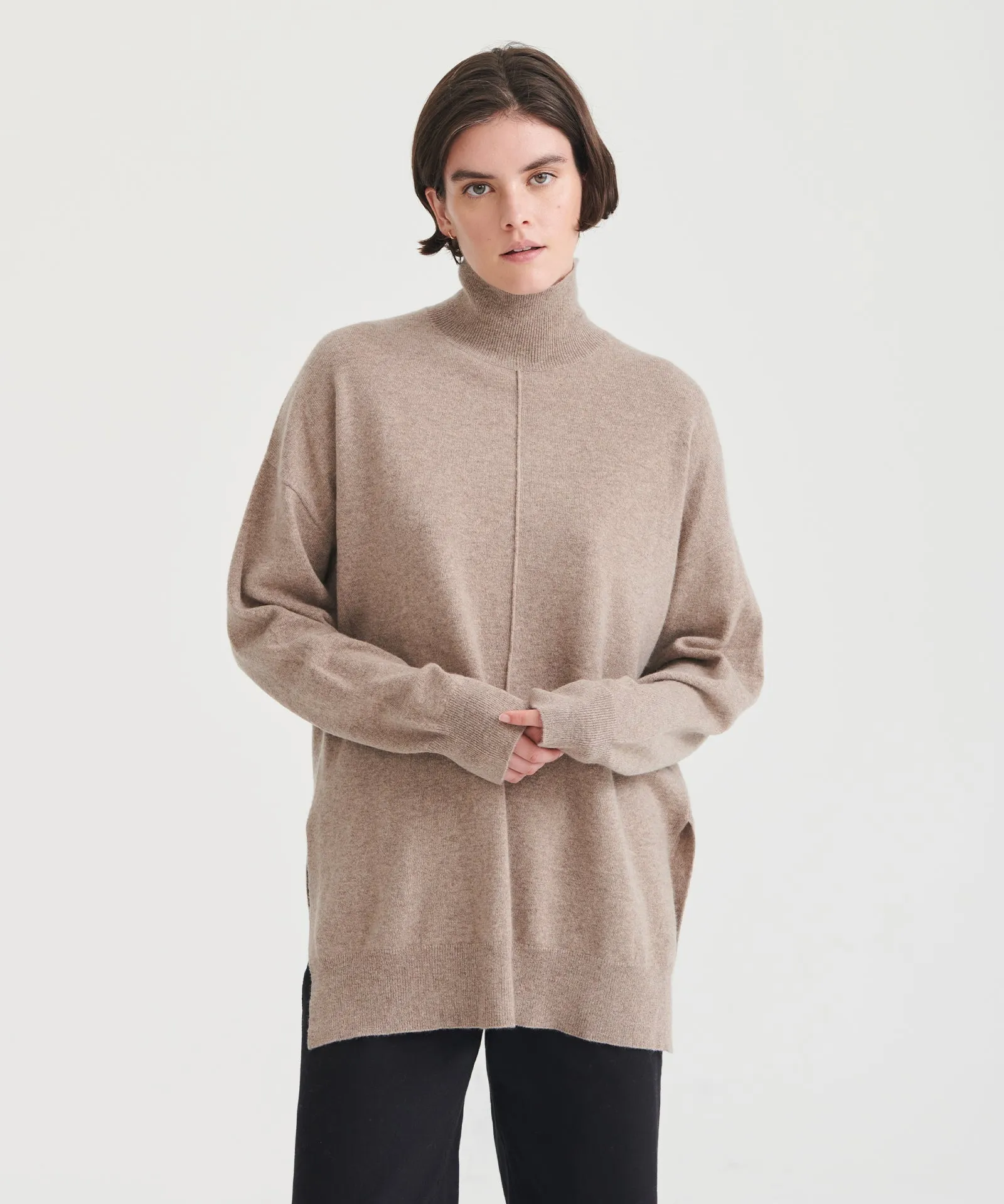 Luxuriously Soft Washable Cashmere Turtleneck Tunic for Effortless Elegance