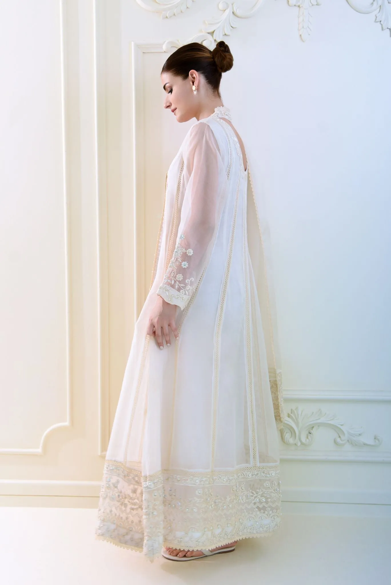 White embroidered angrakha