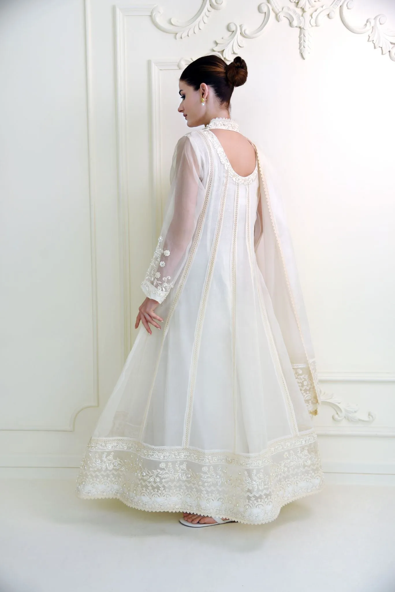 White embroidered angrakha